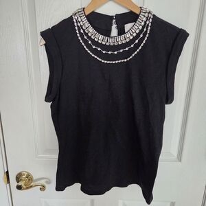 Cinq à Sept Bella Layered Rhinestone Neck Knit Tank Top classic designer sz s